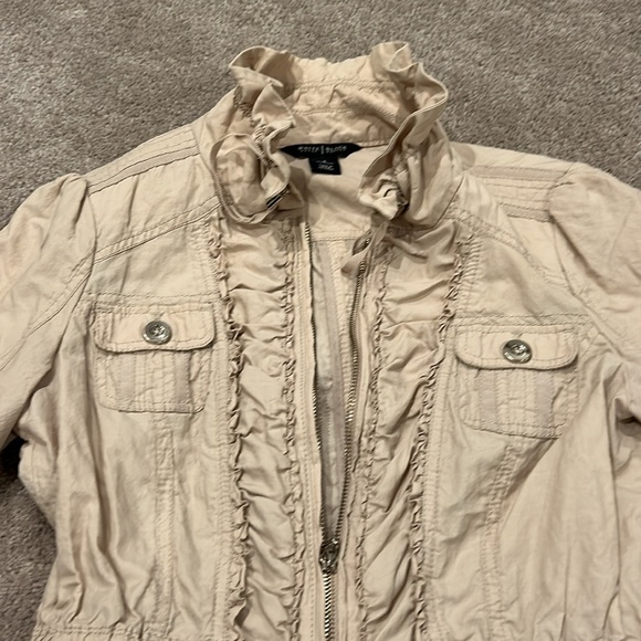 White House black market cotton blend lightweight zip up jacket size 4 - Picture 2 of 5